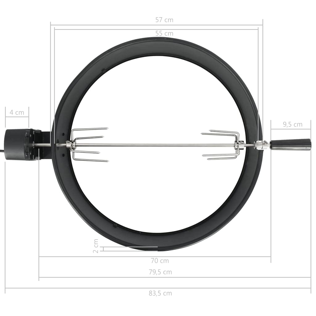 Juego de asador para barbacoa, 57 cm, acero esmaltado y motor