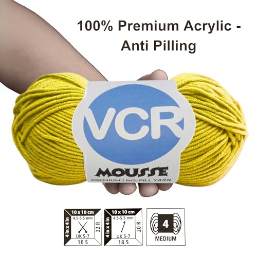 Image of VCR 4ply Butter Cream Yarn, 100 Grams Hank, 190 Meters Length, Acrylic Ball for Crochet and Knitting, Soft Crosia Threads, Pack of 1 Yarn, Suitable for DIY Crafts