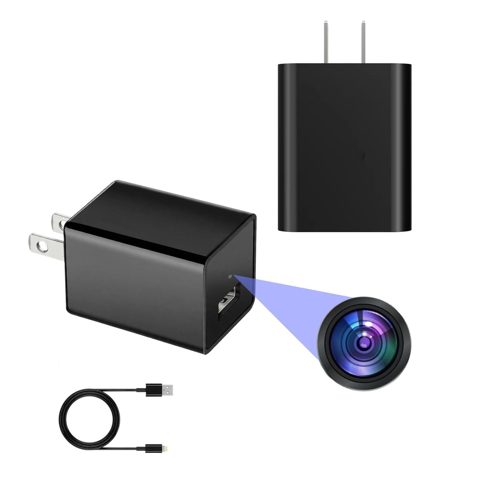 【日常に溶け込むスマート充電器】 USB急速充電器型 1080P防犯カメラ コンセント直挿し WiFi見守りカメラ 暗視対応 スマホアプリ連携 ペット・高齢者・留守宅見守りに