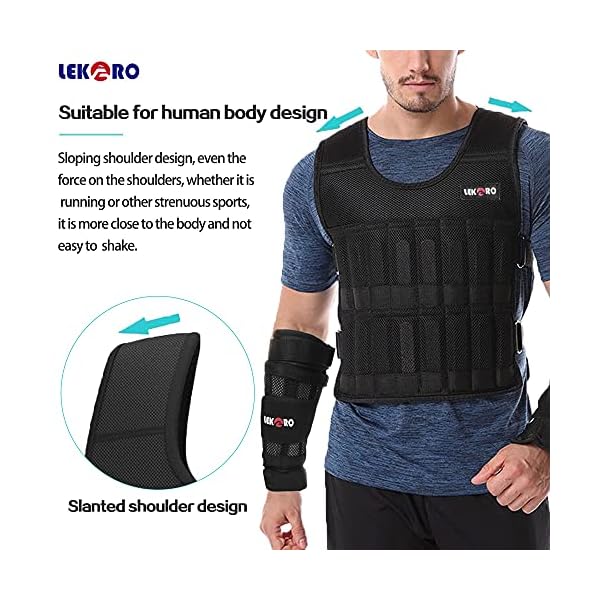LEKARO-45LB-Adjustable-Weighted-Vest-Set-with-Arm-Weights-and-Leg-Weights-Weight-Training-Workout-Sut-Fitness-Boxing-Jacket-Wrist-Weights-Ankle-Weights-Including-Weights-100-steel-plates Adjustable Weighted Vest Set with Arm Weights and Leg Weights, Weight Training Workout Set, Weights Jacket & Wrist Weights & Ankle Weights (Including Weights: 96-100 Steel Plates)