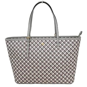 Tory Burch Geo Logo TopZip Tote Gray Geo Logo