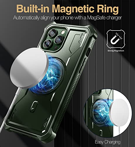 Coque iPhone 13 Pro Max antichoc Dexnor verte avec support intégré compatible Magsafe - 3