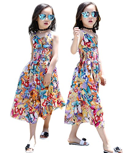 EGELEXY Toddler Girl Dresses Bohemian Style Kid Girl Chiffon Beach Skirt Floral Dress Jumpsuit Girl Summer Hawaii Clothes2