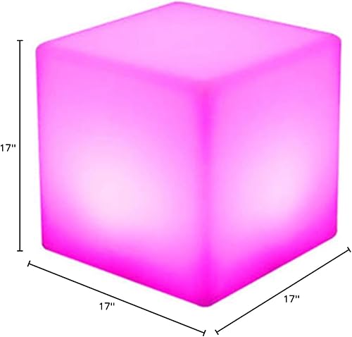 Miniatura 8 de Taburete cuadrado LED de 17 pulgadas, 16 luces RGB para silla con control remoto, lámpara LED recargable, 4 modos de flash, asiento de cubo que