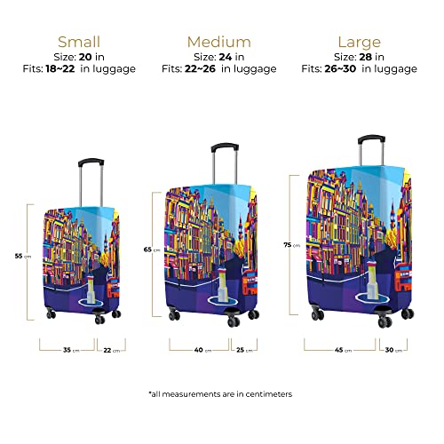 Image of Nasher Miles Polyester 55 (20 Inch) Small Protective Luggage Cover - London Design