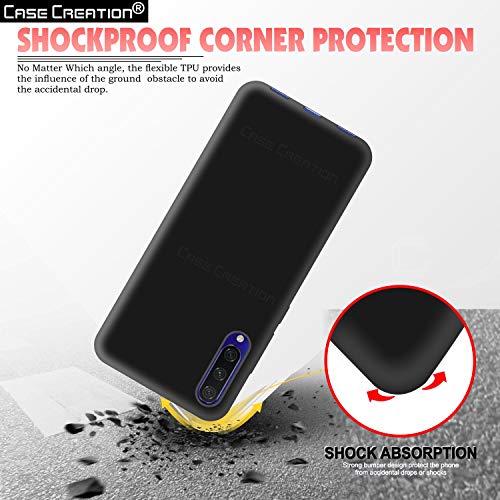 Image of Case Creation Luxurious OG Series for Xiaomi Mi A3 Case Cover,Anti-Dirty Slim Case Frosted Matte Cute Candy TPU Raised Bezel (Splash of Color) Back Cover for Xiaomi Mi A3 -Black