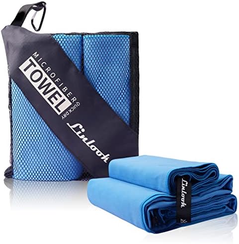 Microfiber Quick Dry Towel Set (63'' x 31.5'' Large Bath Towel + 31.5'' x 15.7'' Hand Towel) - Compact, Soft, Lightweight Towel for Camping Hiking Gym Yoga Travel Workout Beach Sports Swimming