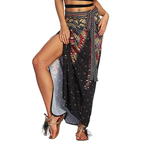 Zarupeng Damen Böhmen Strandrock, Casual Sommer Baggy Maxi-Rock Strand...