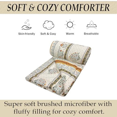 Image of MORADO Glace Cotton AC Comforter /Blanket /Quilt for Double Bed | Ultra Soft & Lightweight | All Season Reversible Comforter | Cozy Bedding for Home & Hotel | Size 90x100 Inches,Mari Gold,Double