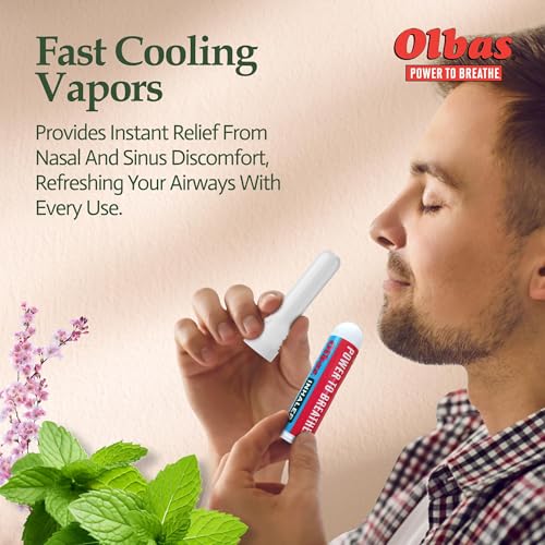 Image of Olbas Inhaler Aromatherapy, Essential Oil Inhaler with Natural Oils, 0.01 Oz, 2 Pack, Pocket Sized Nasal Inhaler Stick for Clear Breathing and Sinus Relief