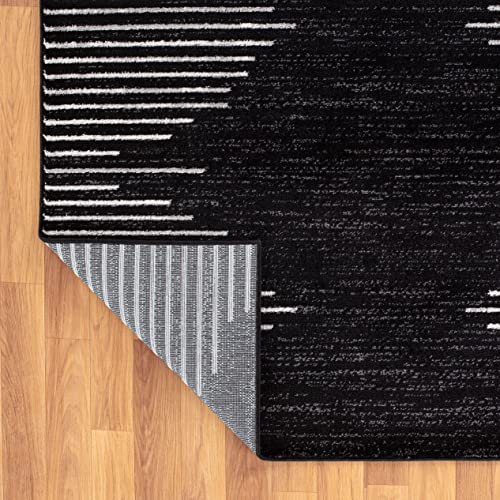 Rugshop 385BLACK2X7 Bohemian Stripe Stain Resistant High Traffic Living Room Kitchen Bedroom Dining Home Office Runner Rug 2'X7' Black thumb #6