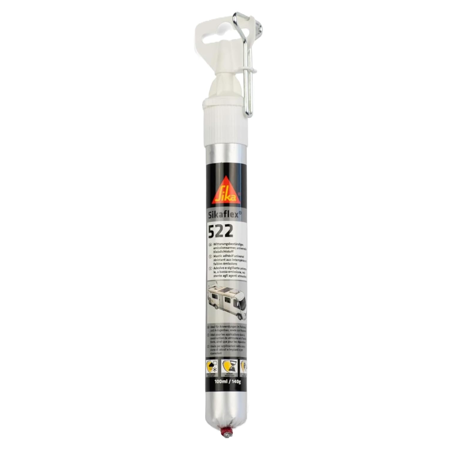 SIKA - Mastic multi-​usages - Sikaflex 522, Blanc - Pour caravane et camping-​car - Collage et étanchéité - Résiste aux intempéries - Sans isocyanate - Faible émission - Intérieur et extérieur - 100ml