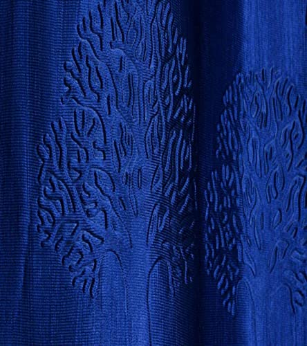 Image of Polyester Premium Tree Design Punching Screen for Home Office | Room Darkening Long Door Curtains 9 Feet Long Set of 1 | Modern Parda for Living Room and Bedroom | Navy Blue Curtains