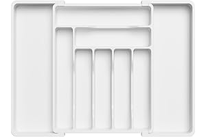 Lifewit White Drawers: Expandable Utensil Drawer Organizer for a Tidy Kitchen