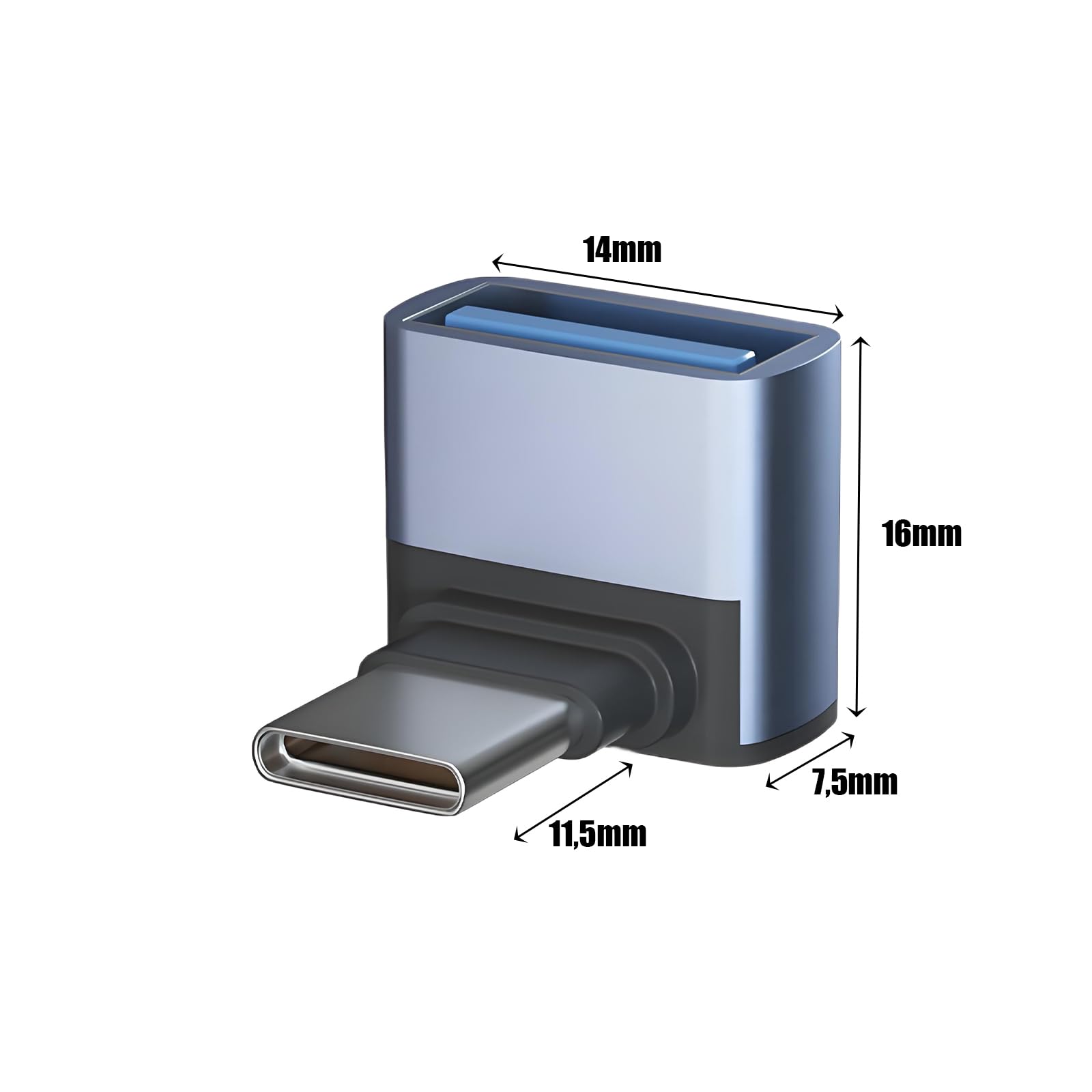 Typ C auf USB 90 Grad Rechtwinkliger Adapter (2 Stück), Typ-C Stecker auf USB Buchse OTG Adapter 10Gbps Kompatibel mit Smartphone, Tablet, Laptop usw