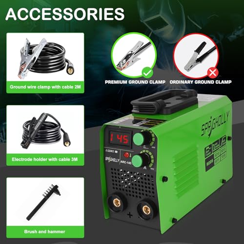 SPRIGHOLLY Stick/Lift TIG Welding Machine,145Amp 240V Portable Mini ARC Welder Machine with IGBT Inverter Digital LED Display, Hot Start & Arc Force,Upgraded ARC145 7 SPRIGHOLLY Stick/Lift TIG Welding Machine,145Amp 240V Portable Mini ARC Welder Machine with IGBT Inverter Digital LED Display, Hot Start & Arc Force,Upgraded ARC145 - Image 7