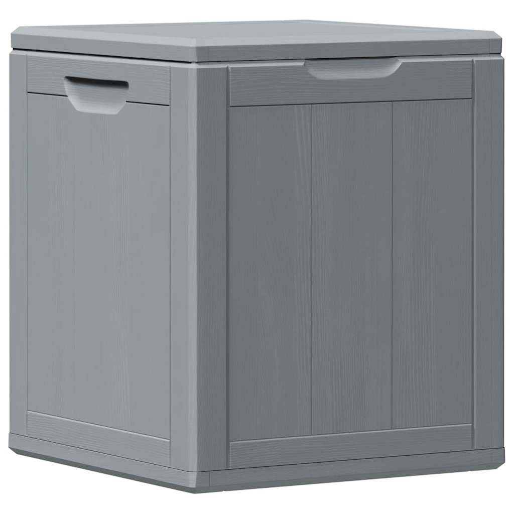 Garten-Aufbewahrungsbox 90 L Grau PP-Holzoptik wetterfest UV-beständig für Kissen, Auflagen, Geräte, Stauraum, Terrasse, Balkon, Outdoor, wasserdicht, abschließbar, mit Deckel und Rollen