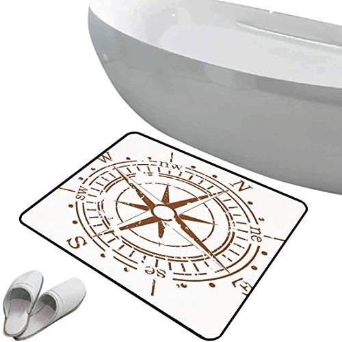 Fußmatte rutschfester Badteppich Kompass Gummi rutschfeste Bodenmatte Navigationsgerät des Zeitalters der Entdeckung Windrose Faded Design