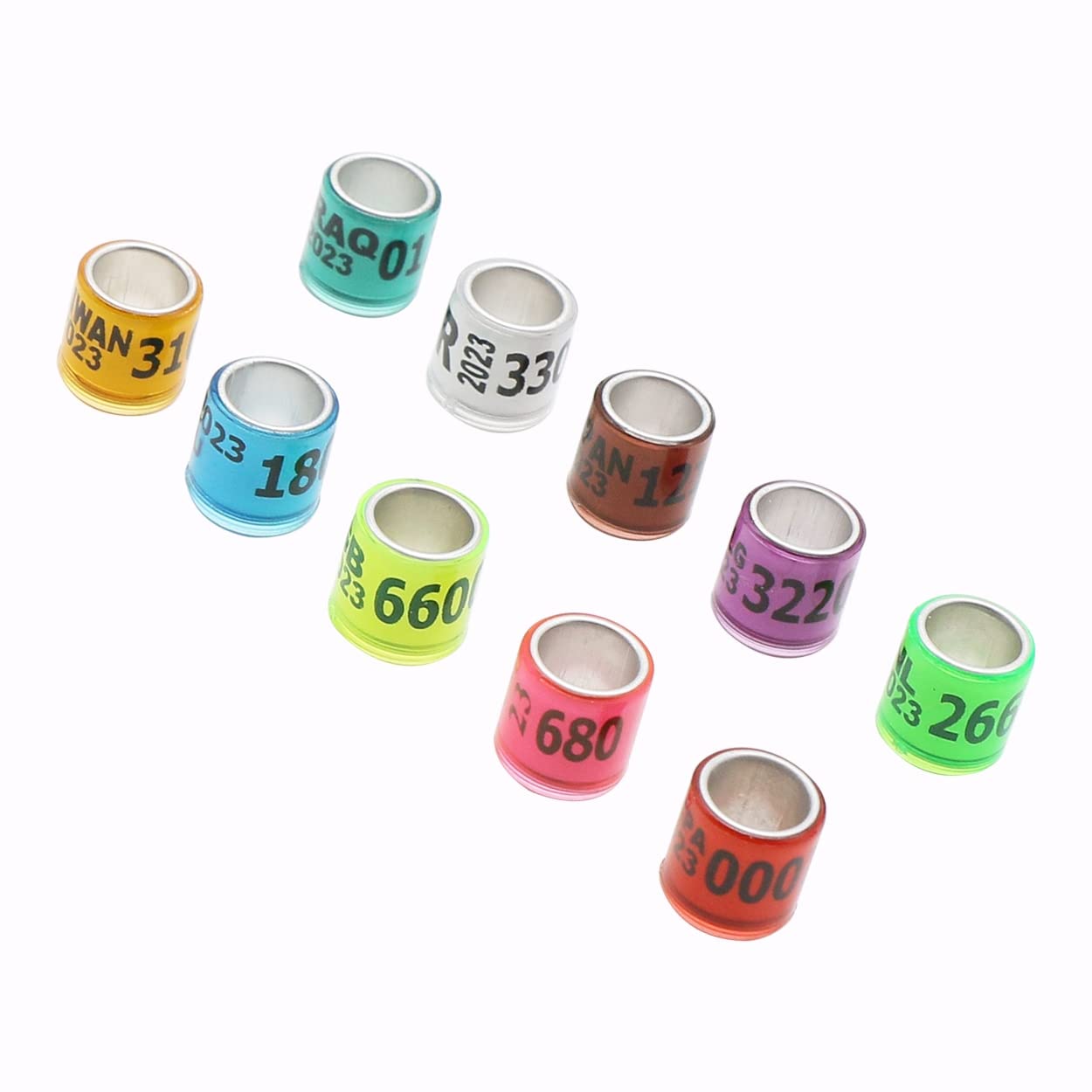 HUFFA 1000 Uds con número 2023 Anillo de pie de Paloma de plástico de Aluminio Anillo de pájaro Mensajero señalización de pie de Paloma Llevar círculo de identificación (Color : 1000PCS-04)