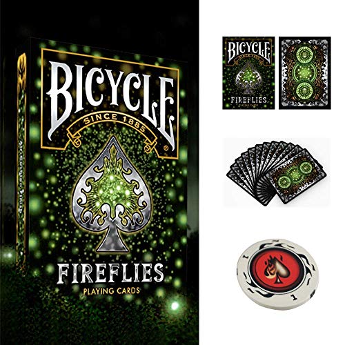 Preisvergleich Produktbild LuxTri Bicycle Fireflies / Glühwürmchen, Pokerkarten, Playing Cards, Spielkarten inkl. Profi Keramik-POKERCHIP, Juniardi Satyanagara, Exklusives Siegel, Cardistry, Poker,, Pokerdeck, Kartenspiel