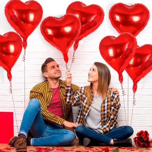 Image of 30 Pcs Red and Black Heart Balloons, 3 Sizes Heart Foil Balloon, Valentine Day Party Decorations, Love Balloon Valentine Balloons for Birthday Party Wedding Baby Shower