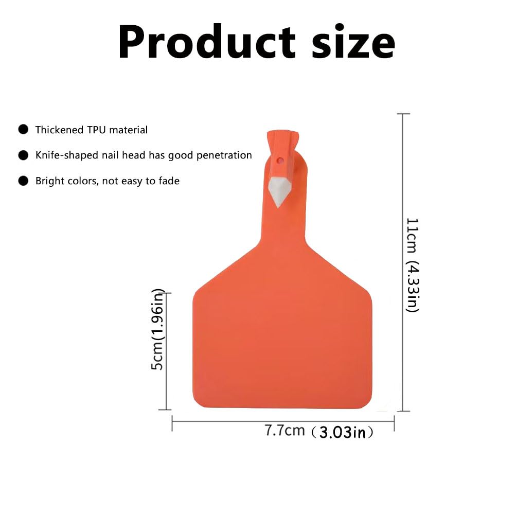 Plastikowe nauszniki dla bydła, zestaw 50 lub 100 sztuk kolczyków dla bydła 7,7 x 11 cm, wielokolorowe, do identyfikacji zwierząt gospodarskich (pomarańczowy, 50 szt.)