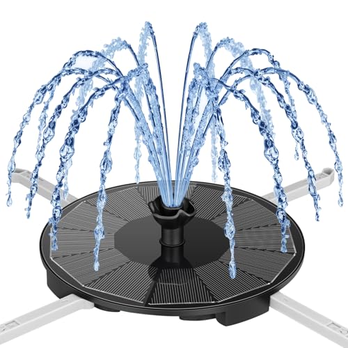 Solar Fountain Pump with 3 Spray Height Adjustment, Upgrade PET Solar Bird Bath Fountains with 6 Nozzles, Solar Water Fountain Pump for Outdoor, Bird Bath, Garden, Pool, Pond