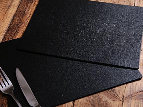 The Dapper House Set of 4 Classic Leatherboard Placemats, Made in UK, Black
