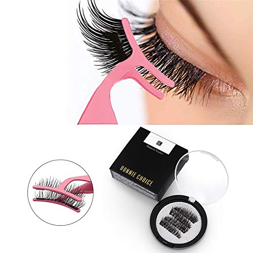 BONNIE CHOICE Triple 3 Magnetic False Eyelashes No Glue, 0.2mm Ultra Thin Magnet Lightweight & Easy to Wear Best 3D Full Eyes Reusable Eyelashes Extensions With Applicator (4 PCS/1 Pair + 1 Tweezers)