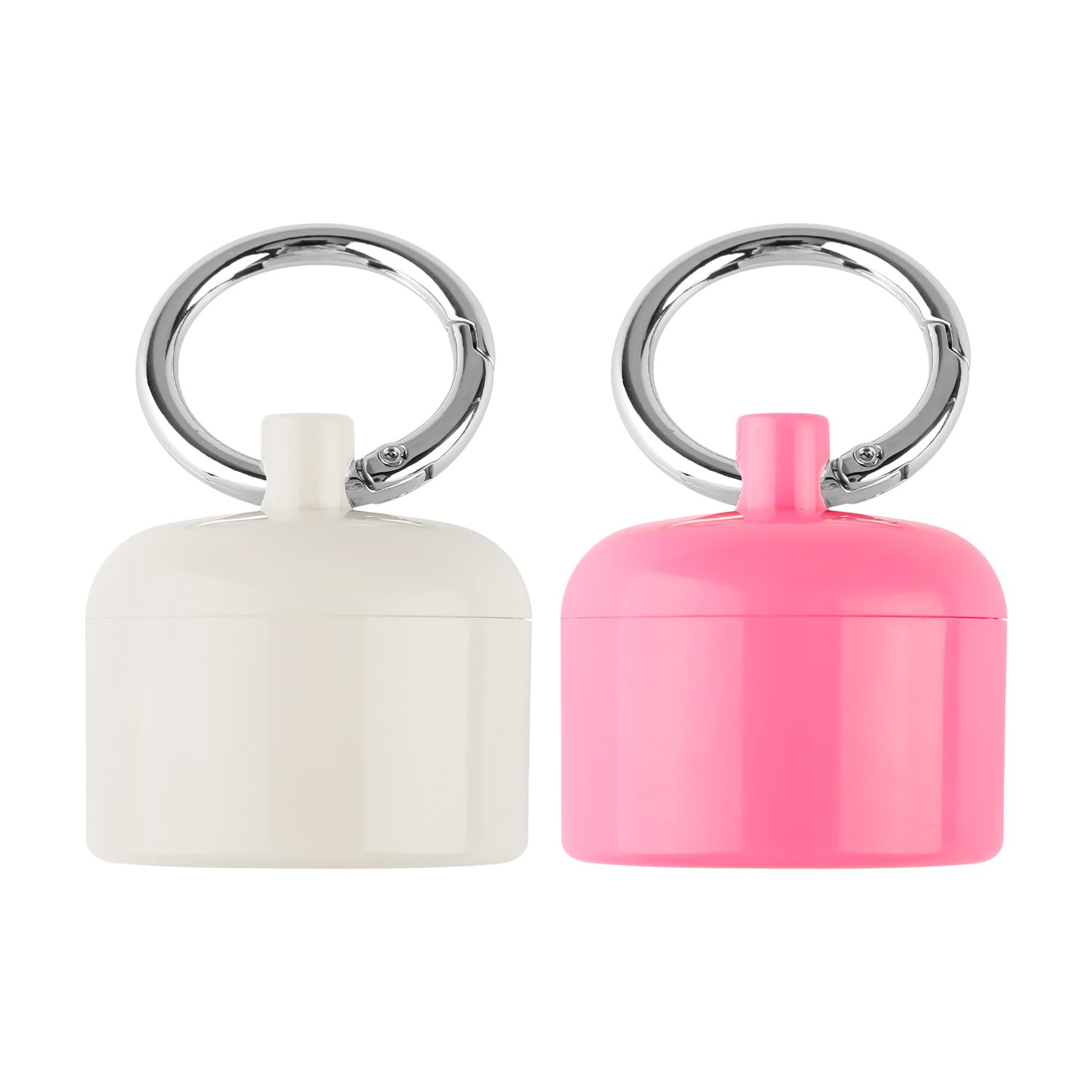Tabanzhe Pink,White 2 Pcs Mini Travel Jewellery Box Portable Ring Storage Case With Keychain Protective Sponge For Rings Earrings Necklace, Compact Jewellery Holder For Sports Gym Purse(Pink + White)