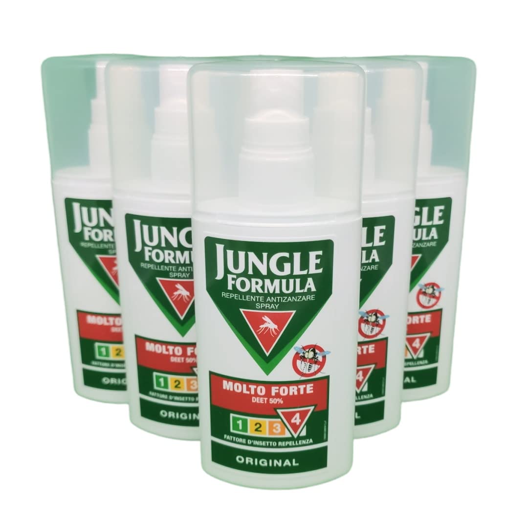 6 x JUNGLE FÓRMULA Repelente Pulsera antimosquito Spray Muy brillante Fuerte 75Ml