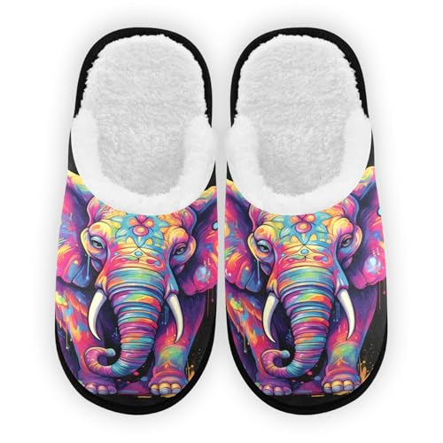 Cartoon Retro Elephant Pink Slippers For Women Men Soft Memory Foam Non-Slip Animal Winter Indoor House Shoes Travel Slipper - Main Image