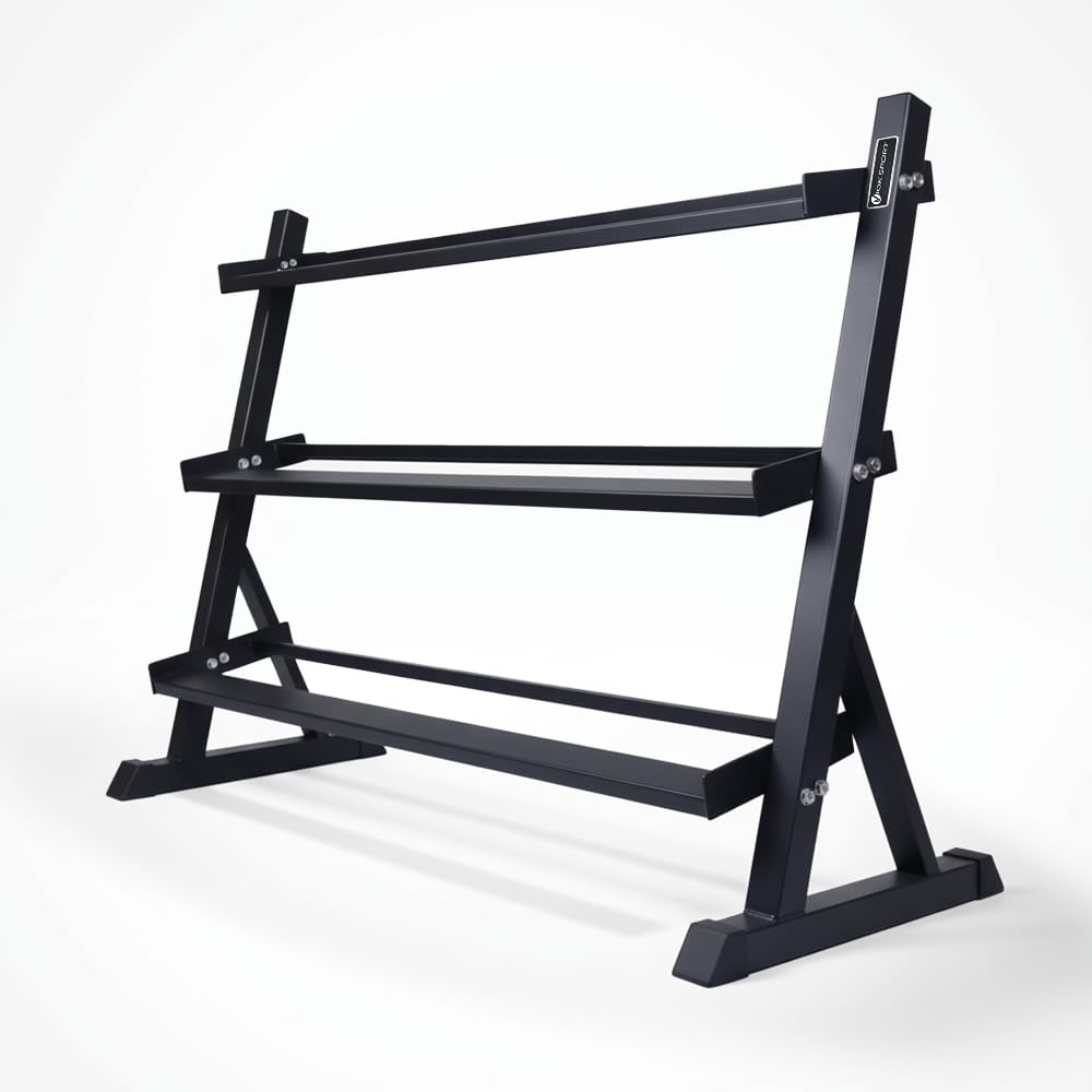 Pack Mancuernas con Soporte Viok Sport – Juego de Mancuernas de 2,5 a 20 kg con Mancuernero de 1,20 m – Gimnasio Profesional en Casa o Box de Entrenamiento