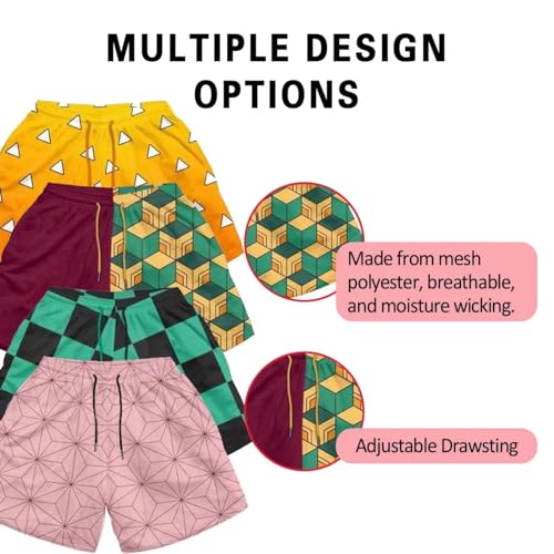 Men's Red Geometric Modern High Rise Board Shorts - One Size Fits All3