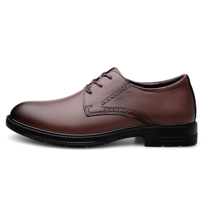 Shoes Dress Oxford for Men Lace Up Round Burnished Toe Leather Derby Shoes Non Slip Anti-Slip Rubber Sole Party3