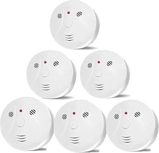 6 Pack Smoke Detector Fire Alarms Battery Operated with Photoelectric Sensor and Silence Button, Travel Portable