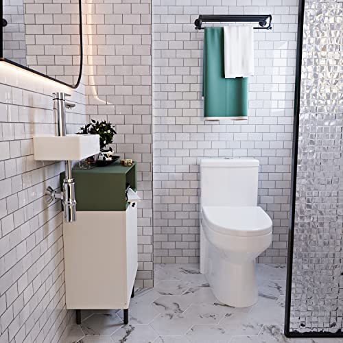 Deervalley Dv-1V081L Liberty Wall Mount Sink, Rectangle Mini Vessel Sink,Small Bathroom Cloakroom White Porcelain Ceramic Wash Basin Right/Left Hand (Left Hand) (Left Hand) #TOP7