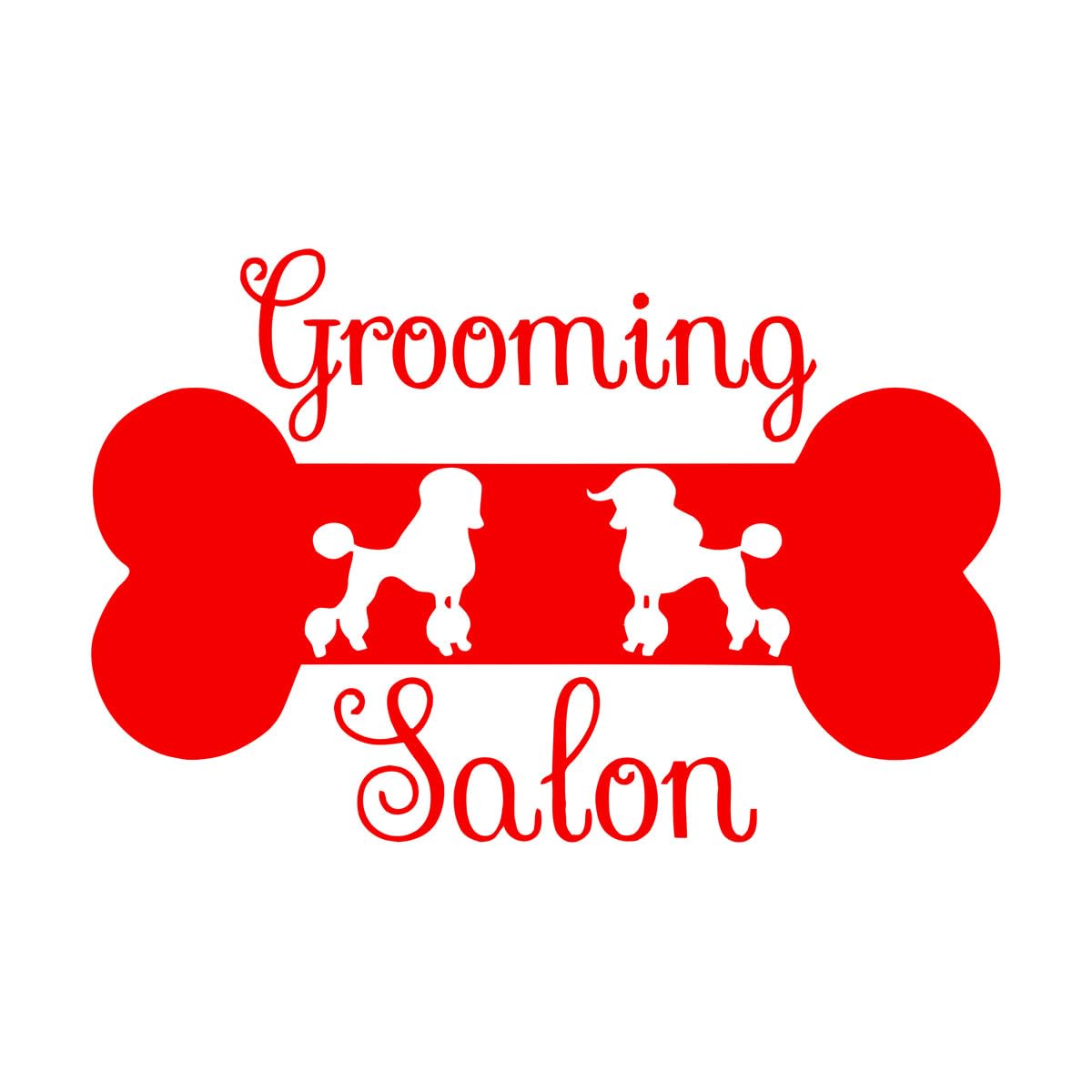 Lettering Stickers Pet Grooming Salon Logo Teddy Poodle Grooming Pet Shop Bone Shape 48x74.6cm It Won't Fall Off Large red