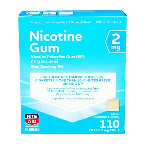 Rite Aid Nicotine Gum, Original Flavor, 2 mg - 110 Count | Quit Smoking Aid | Nicotine Replacement Gum | Stop Smoking Aids That Work | Chewing Gum to Help You Quit Smoking | Nicotine Gum