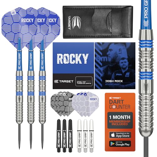 TARGET Darts Josh Rock 80% Tungsten Steel Tip Darts Set, 24G | Professional Accessories Dart Kit, Pro Grip Shafts, Pro Ultra Flights, Fixed Steel Tip Points, Dart Wallet Included