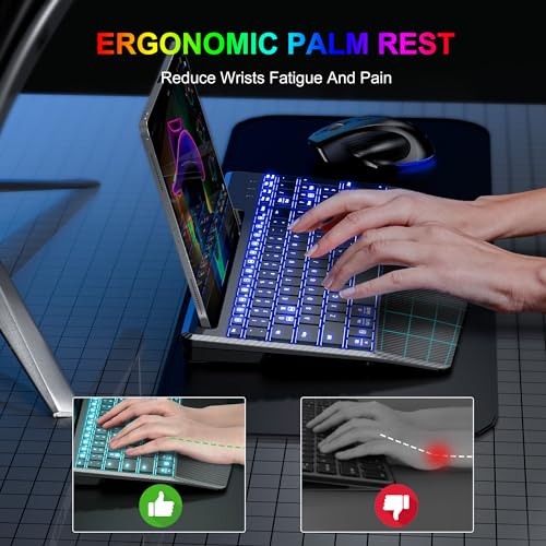 Xsutic Wireless Keyboard And Mouse, Ergonomic Keyboard Mouse - Rgb Backlit thumb #1