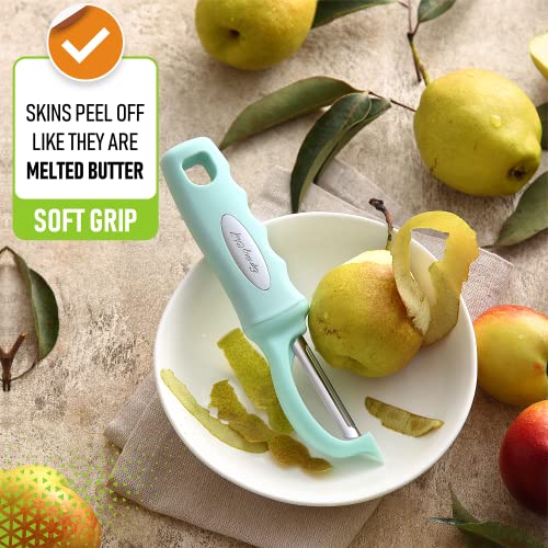 Image of Spring Chef Swivel Vegetable Peeler for Kitchen w /Soft Grip Handle, Mint