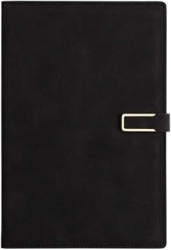 Journal Thick Leather Notepad A5 B5 Notebook Creative Simple Retro Belt Buckle Pen Set Diary Business Meeting Notepad Color Black, Size 5.98 * 8.34in