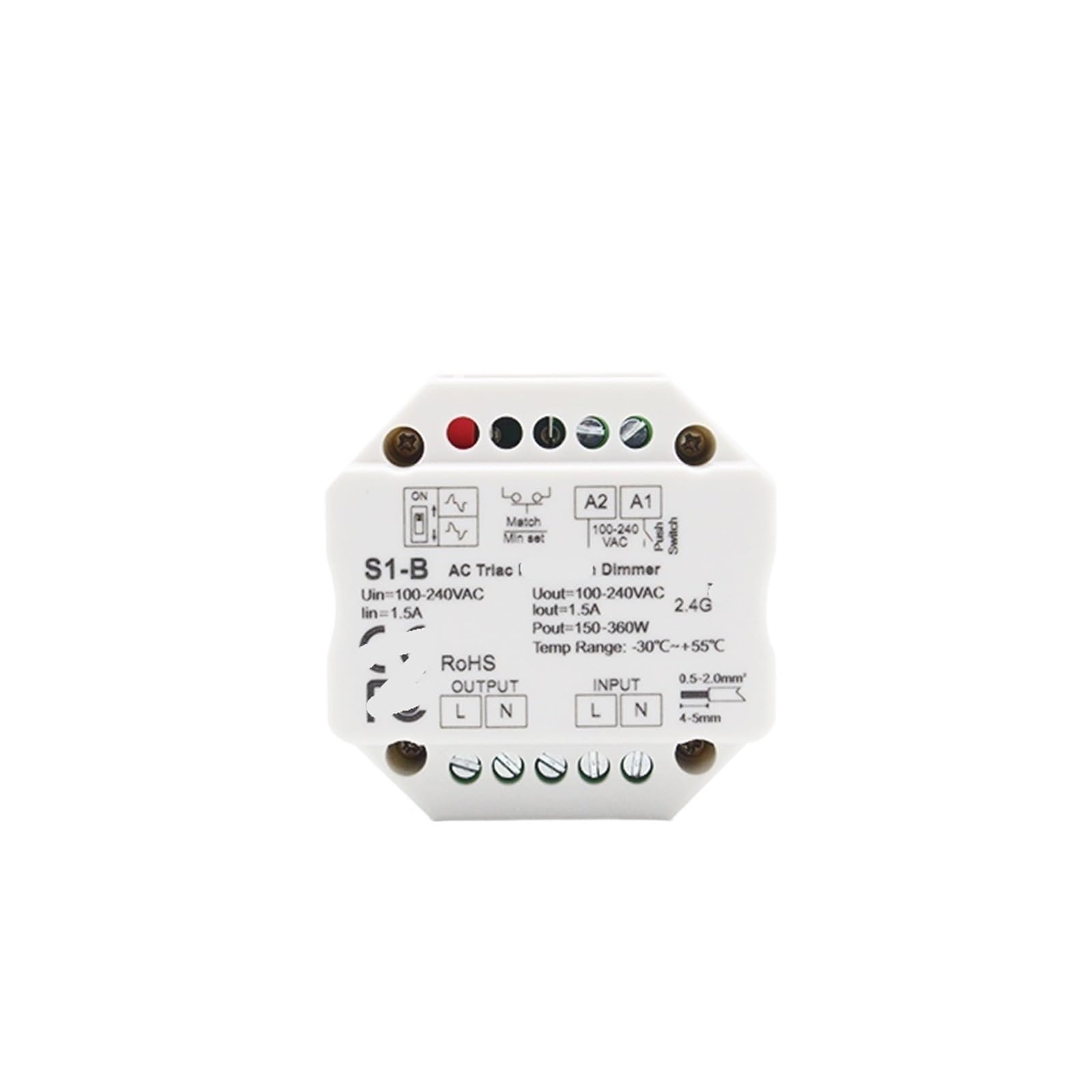 LED-Dimmer 220V 110V 230V AC Thyristor-Dimmer 2,4G S1-B Druckschalter-Dimmer geeignet for LED-Leuchten 220V