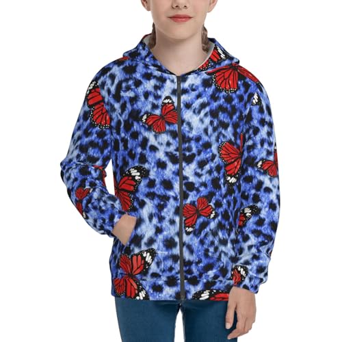 Abstract Colorful Butterflies Kids Pullover Hoodies Boys Zip Up Sweatshirts Girls Athletic Clothes with Pocket3