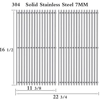 Htanch SF8252 (2-Pack) Stainless Steel Cooking Grates Grid for Kenmore 141.152270, 141.152271, 141.15337, 141.153371, 141.153372, 141.153373, 141.15401, Ellipse 2000LP, 2000NG Vermont Beach Pro Grill
