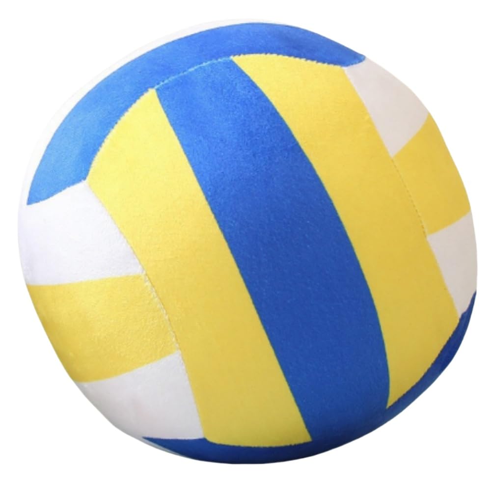 OUKEYI Volleyball Plush Pillow Toy, 8.6Inch/22cm Plush Stuffed Volleyball Pillow - Sport Decor for Kids Birthday (yellow white blue)