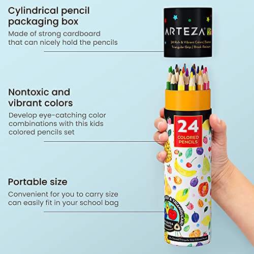 Arteza Kids Scented Colored Pencils, Set Of 24 Easy-To-Grip Pencil Crayons, Triangular Shape, Pre-Sharpened, Art And School Supplies For Arts And Crafts Time, Drawing, And Doodling #TOP4