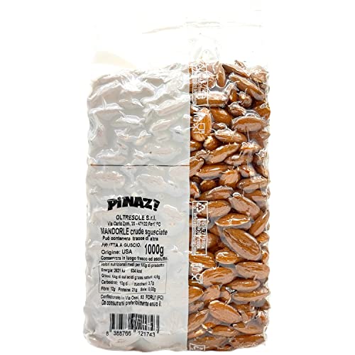 Oltresole, Almendras Crudas sin Cáscara 1 Kg, Snack sano y genuino, Ideal para repostería, Frutos Secos Seleccionados envasados al vacío, Fuente de Fibra, Proteínas y Vitaminas