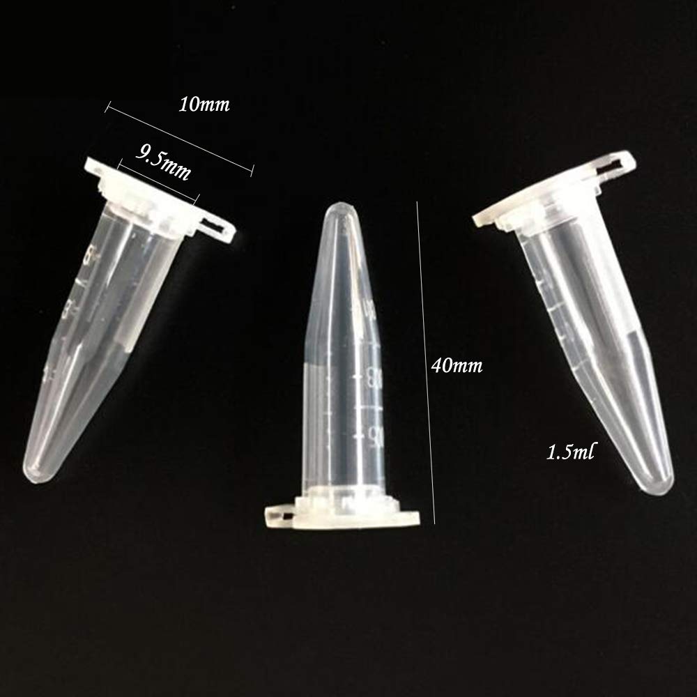 Xinlie 500 Pezzi Microtubi in Polipropilene Conico Microtube Tubi di Microcentrifugazione in Polipropilene Tappi a Pellet con Coperchio 1,5 ml Trasparente per Campioni Test in Plastica